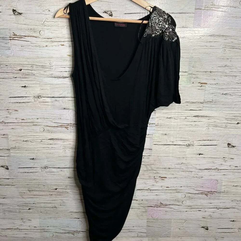 Miss selfridge dress black sparkly size medium  ruffle
